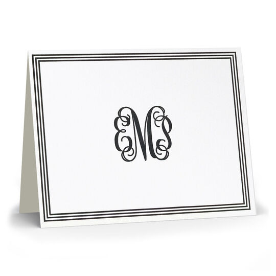 Grand Border Folded Note Cards - Letterpress